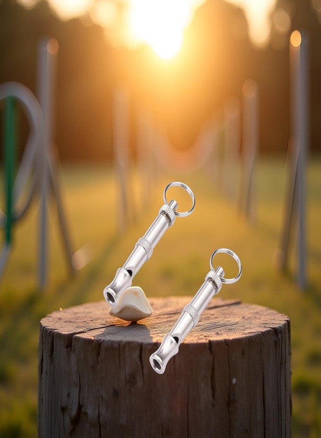 WaigN 2Pcs Silver Adjustable Ultrasonic Dog Whistle, Portable Whistle Pet Whistle Supersonic Whistle Dog Whistles for Pet Training, Training and Behavior Aids, Dog Whistle Training - Image 4